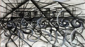 Giacomo Balla's futurist painting Automobile in Corsa