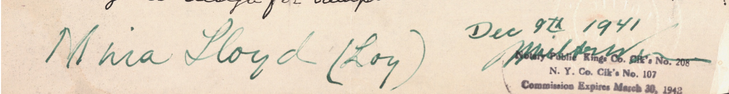 Signature - Mina Loy